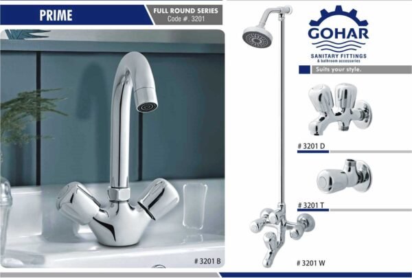 Prime Bath Set By Gohar Sanitary Fittings - Full Round Series Cod-3201