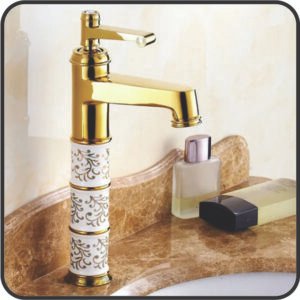 China Import Sink Mixer White and Gold 3